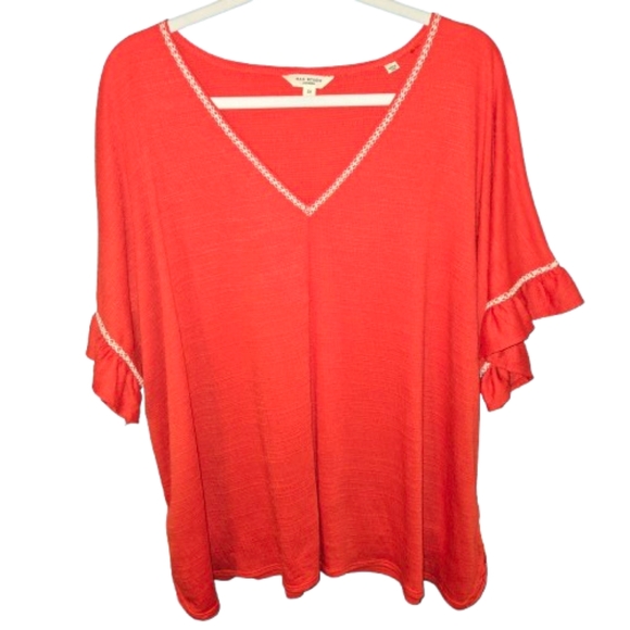 Max Studio London Scarlet v- neck ruffle sleeved blouse - Picture 1 of 7